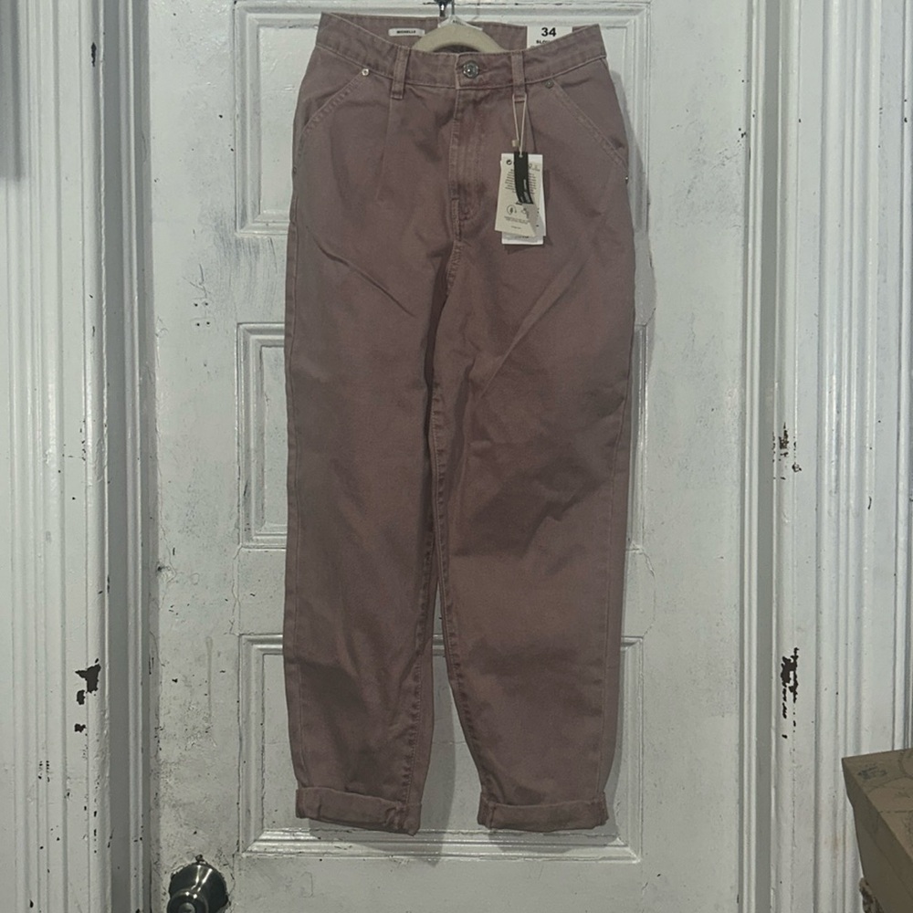 NWT Mango Michelle Slouch Cropped Light Pink High Waist Jean US 2